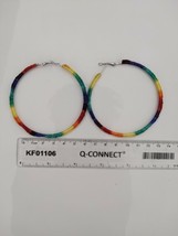 Aesthetic Rainbow Handmade Crochet Hooped Earrings 70MM For Women - £5.78 GBP
