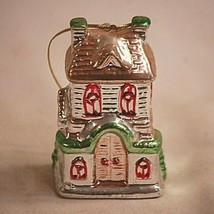 Ceramic Christmas Village Tree Ornament House Metallic Glaze Town Buildi... - $12.86