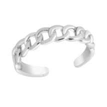Stylish and Versatile Curb Chain Link Sterling Silver Unisex Pinky or Toe Ring - £8.72 GBP