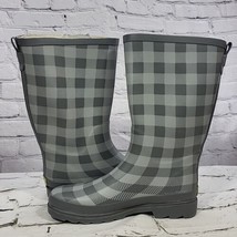 Western Chief Rubber Rain Boots Womens sz 9 Gray White Plaid - £15.65 GBP