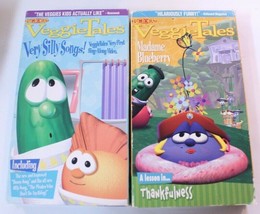 Veggie Tales VHS Tape Lot of 2 Very Silly Songs &amp; Madame Blueberry - £4.43 GBP