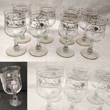 Set of 8 Crystal Wine Glasses with White and Silver Roses Design - £11.79 GBP