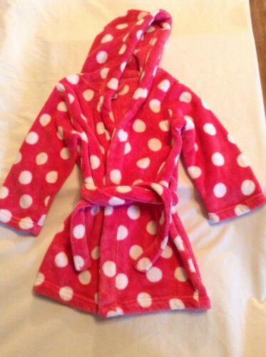 Primary image for Size 4 XS Childrens Place robe plush hoodie polka dot long sleeves pink girls