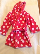 Size 4 XS Childrens Place robe plush hoodie polka dot long sleeves pink ... - £8.75 GBP