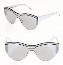 BALENCIAGA SKI 0004 White Silver Mirrored Mask Fashion Sunglasses BB0004S 005 - £330.20 GBP