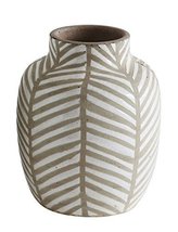 Creative Co-op Small White Terra Cotta Vase with Stripes - $24.74