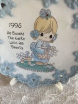 Precious Moments 1995 Porcelain Mini Plate with Easel He Covers Earth Hi... - $7.60