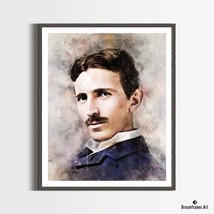 Premium Art Print Nikola Tesla in Watercolors, by Dreamframer Art - $37.95+