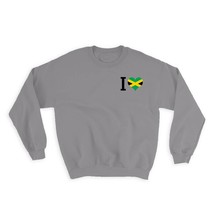 I Love Jamaica : Gift Sweatshirt Flag Heart Crest Country Jamaican Expat - £22.87 GBP