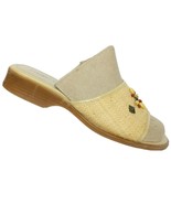 Cabin Creek Womens Beige Raffia Slip On Beaded Mule Sandals Size 6.5 M - €12,96 EUR