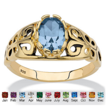 OVAL 14K GOLD OVER STERLING SILVER FILIGREE AQUAMARINE RING SIZE 5 6 7 8... - £79.63 GBP