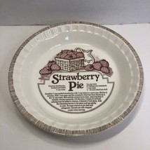 Strawberry Pie Plate Dish Royal China by Jeannette 11&quot; USA with Recipes - £15.82 GBP