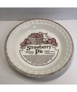 Strawberry Pie Plate Dish Royal China by Jeannette 11&quot; USA with Recipes - £15.57 GBP