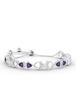 Kicky and Perky 925 Sterling Silver Amethyst Moissanite Bolo Bracelet Je... - $146.52 CAD