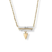 15&quot;+2&quot; Geometric Howlite Bar Triangle Drop Pendant Necklace/ Women 14K Yellow GP - £84.68 GBP