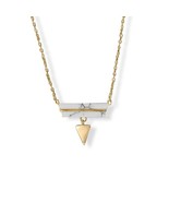 15&quot;+2&quot; Geometric Howlite Bar Triangle Drop Pendant Necklace/ Women 14K Y... - £84.22 GBP