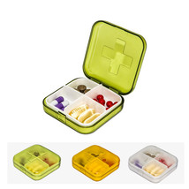 Mini Portable Plastic Pill Box Pill Storage Organizer Travel Size 4 Comartment - £13.99 GBP