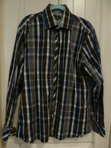 Zagiri Button Up Shirt Mens XL Blue Black Brown Long Sleeve Cotton Fine Details - $22.76