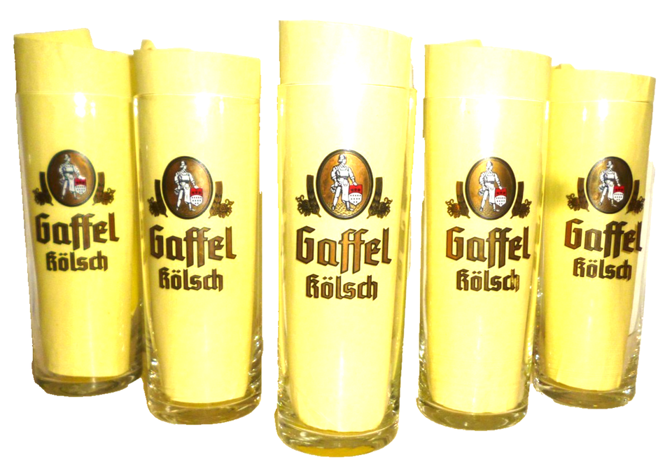 5 x 1970s Gaffel Kolsch Cologne Koln Colonia Gold German Beer Glasses Item image 3