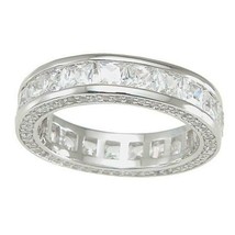 1 Ct 925 Sterling Silver Princess Cut Wedding Eternity Ring Band Sz 5 6 7 8 9 - £59.29 GBP