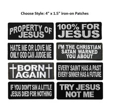 Choose Style CHRISTIAN PATCHES 4&quot; x 1.5&quot; Religious Jesus iron on patches... - £4.66 GBP