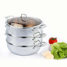 SOGA 3 Tier 30cm Heavy Duty Stainless Steel Food Steamer Vegetable Pot Stackable - $171.50