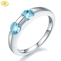 Stock Clearance Natural Blue Topaz Sterling Silver Unisex Rings 2 Carats Genuine - £26.29 GBP