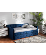 Avery Navy Blue Velvet Fabric Button Tufted Twin Size Daybed w/Trundle - €516,70 EUR Avery Navy Blue Velvet Fabric Button Tufted Twin Size Daybed w/Trundle - €516,70 EUR