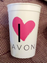 I Heart Avon Tumbler Cup RARE Pink Heart Plastic Water Glass Representat... - $19.73