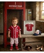 Rookie of the Year 1st Birthday Outfit – Red Baseball Jersey Bodysuit &amp; ... - $40.00
