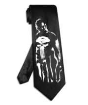 Punisher tie black satin silk hand-painted superhero necktie - $28.00