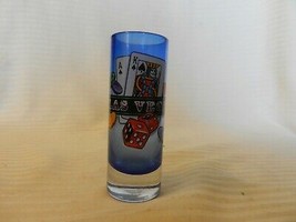 Las Vegas Nevada Blue Shooter Glass with Cards, Dice, Black Jack Design - $15.00