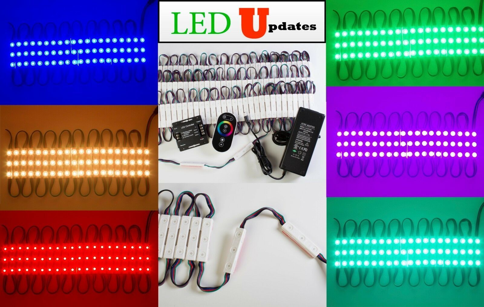 LEDUPDATES 40ft STOREFRONT COLOR CHANGE LED LIGHT 5050 w/ UL Power & Remote