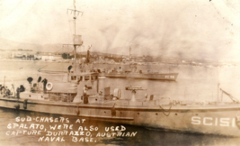 WWI US Navy Submarine Chaser Ship Capture Austrian Naval Base Postcard Rppc - £31.45 GBP