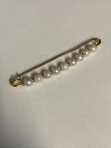 VTG Gold 750 (18K) Brooch Pin Nine 5 mm Pearls Signed “1 AR 750” (UnoAerre) 3.3g - £193.78 GBP