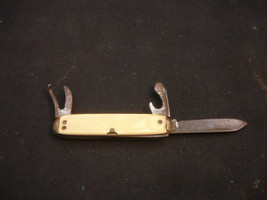 Old Vtg Collectible Small Cream Folding Pocket Knife Blade Can Opener - £12.02 GBP
