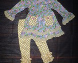 NEW Boutique Floral Ruffle Pocket Tunic Dress &amp; Leggings Girls Outfit Set - £15.61 GBP+