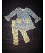 NEW Boutique Floral Ruffle Pocket Tunic Dress & Leggings Girls Outfit Set - £16.01 GBP - £17.62 GBP