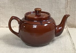 Vintage Chocolate Brown With Black Line Porcelain Teapot Cottagecore - £10.85 GBP
