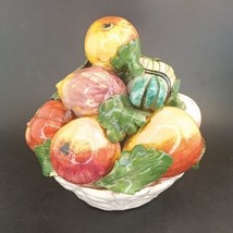 1960s Italian Ceramic Porcelain Fruit Bowl Basket By Majolica Centerpiece  - £37.36 GBP