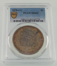 1878-CC Silver Morgan Dollar Graded by PCGS as MS-63! Nicely Toned Obverse - £593.51 GBP