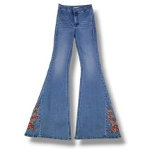 Modcloth Jeans Size 27 W26&quot;L33&quot; Cali Curvy Fit &amp; Flare Jeans Stretch Embroidered - £29.71 GBP