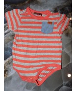 7 For All Mankind Orange/Gray Striped Snap Tee Size 6-9 Months - $14.81 CAD