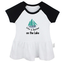 Life is Better on the Lake Funny Dresses Newborn Baby Princess Ruffles Skirts - £9.38 GBP