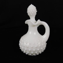 Vintage AVON White Milk Glass Hobnail Decanter Stopper Bath Oil 5 3/4&quot; - $10.83 CAD