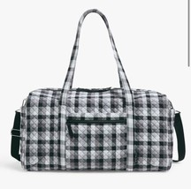 Vera Bradley Kingbird Plaid  Check Large Travel Duffel Bag Black Folding Luggage - £39.95 GBP