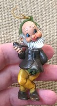 Vintage Plastic Gnome Elf Pixie Dwarf With Pipe Christmas Ornament Holiday - £10.90 GBP