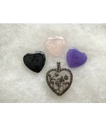 Lenox Sterling Silver Marcasite Interchangeable Floral Heart Pendant Ony... - $69.11 CAD