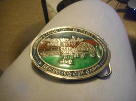 Food On The Table Begins On The Farm Belt Buckle w/Enamel Inlay Shows So... - £16.01 GBP