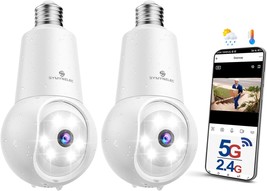 Symynelec 2.5K 5Ghz/2.4Ghz Light Bulb Security Camera Outdoor 2Pcs, Dual... - $72.99